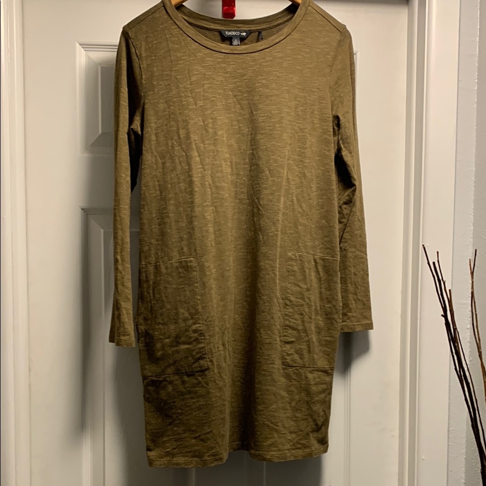 Toad&Co Windmere II long sleeve dress in Heathered olive green size S